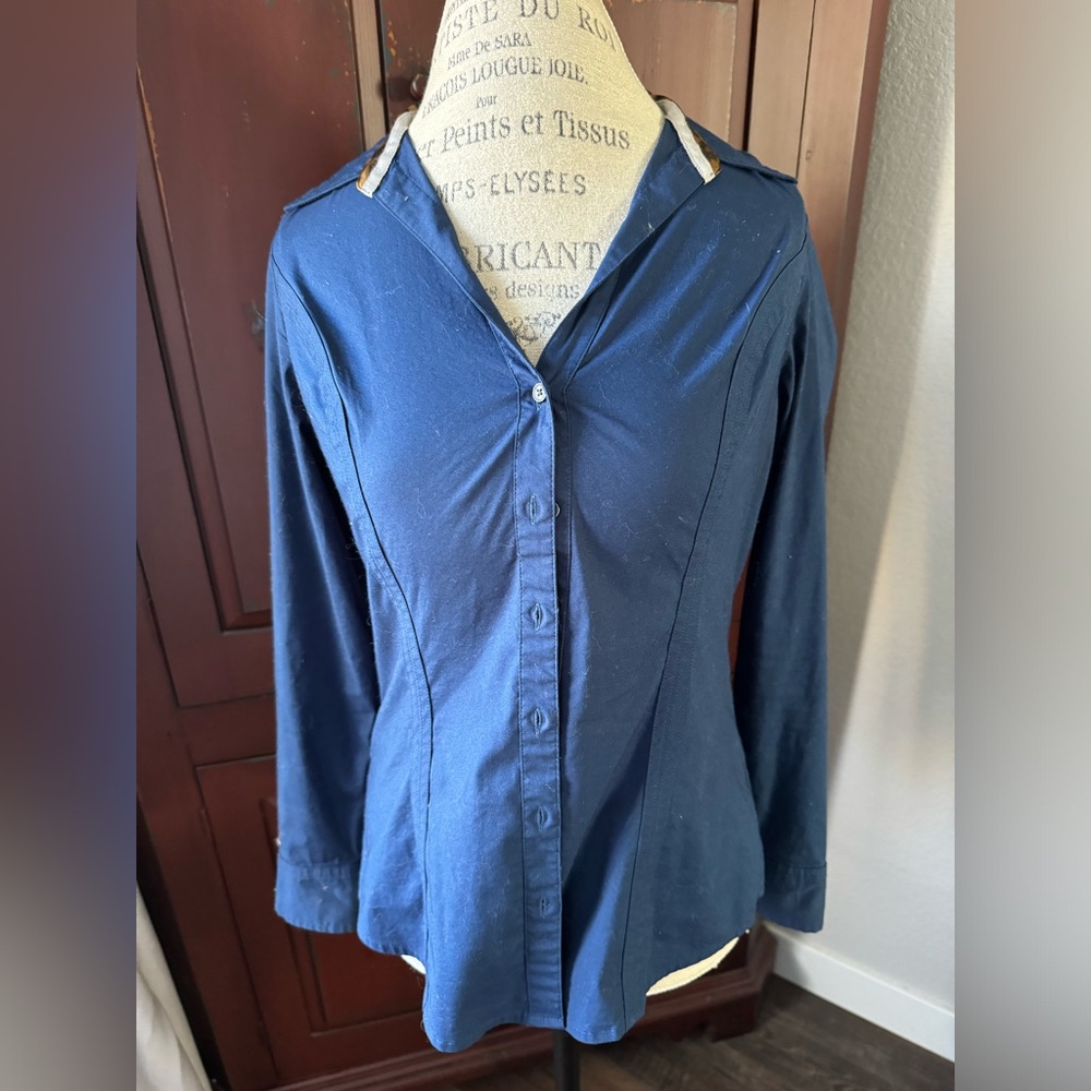 Express Medium Blue Button Polo - image 1